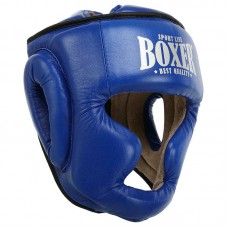 Шолом боксерський з повним захистом шкіряний Boxer New M, синій, код: 2033-N_MBL