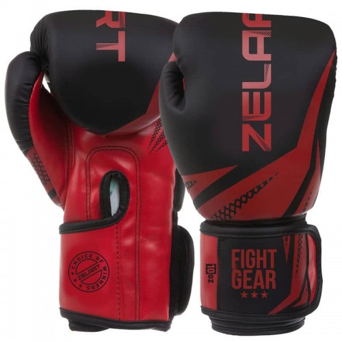 Рукавички боксерські на липучці Zelart 8 унції, чорний-червоний, код: BO-0866_8BKR