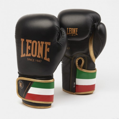 Боксерські рукавиці Leone Italy 10 унцій, чорний, код: 500084-RX