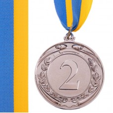 Медаль спортивна зі стрічкою PlayGame Lider срібна, код: C-6862_S