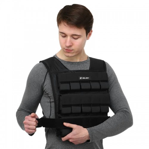 Жилет обтяжувач з регулюванням ваги Zelart 30кг, чорний, код: TA-7815-30-S52 Жилет обтяжувач з регулюванням ваги Zelart 30кг, чорний, код: TA-7815-30-S52