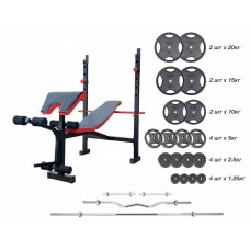 Лава з приставкою Скота RN-Sport ReadMeBlack + 125 кг дисків + 4 грифи, код: RMB-125m Лава з приставкою Скота RN-Sport ReadMeBlack + 125 кг дисків + 4 грифи, код: RMB-125m