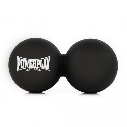 Масажний силіконовий подвійний м"яч PowerPlay Silicone Lacrosse Peanut Ball 1260х63 мм, чорний, код: PP-4355_Black
