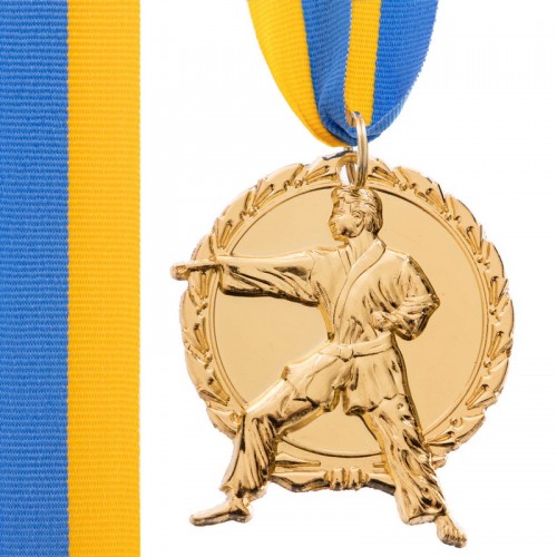 Медаль спортивна зі стрічкою PlayGame Карате золотая, код: C-4338_G