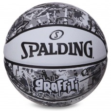 М"яч баскетбольний гумовий Spalding Graffiti №7 білий-чорний, код: 84375Y-S52