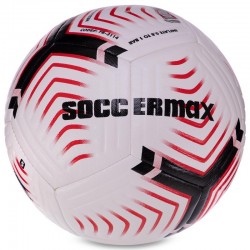 М"яч футбольний Habryd Soccermax FIFA №5 PU білий-чорний-бордовий, код: FB-3114_R-S52