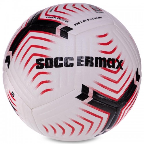 М"яч футбольний Habryd Soccermax FIFA №5 PU білий-чорний-бордовий, код: FB-3114_R-S52