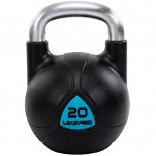 Гиря цільна з поліуретановим покриттям та хромованою ручкою LiveUp 20кг, чорний, код: LP8040-20