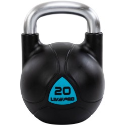 Гиря цільна з поліуретановим покриттям та хромованою ручкою LiveUp 20кг, чорний, код: LP8040-20