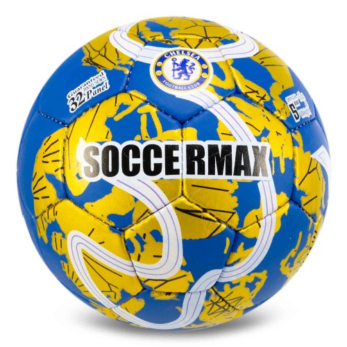 М"яч футбольний SoccerMax Chelsea №5 PU, синій-золотий, код: FB-0047-817