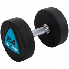 Гантелі цільні професійні з поліуретановим покриттям LiveUp 2х24кг, чорний-синій, код: LP8002-24 Гантелі цільні професійні з поліуретановим покриттям LiveUp 2х24кг, чорний-синій, код: LP8002-24