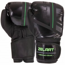 Рукавички боксерські Zelart 12 унцій, чорний-салатовий, код: VL-3085_12LG-S52