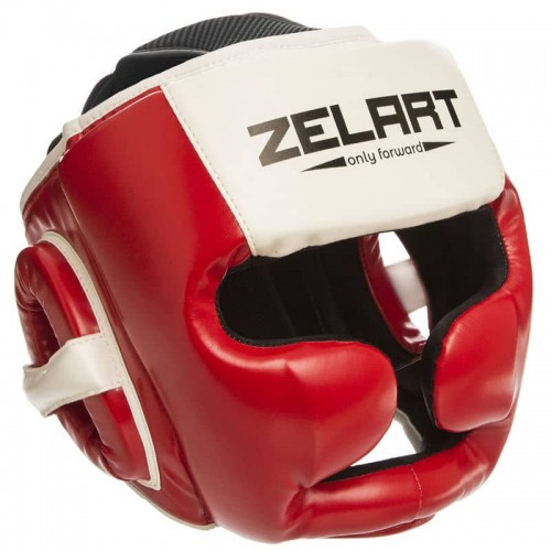 Шолом боксерський з повним захистом Zelart XL, червоний-білий, код: BO-1390_XLR-S52