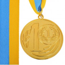 Медаль спортивна зі стрічкою PlayGame Wreath ø7см, золотий, код: C-1489-7_G