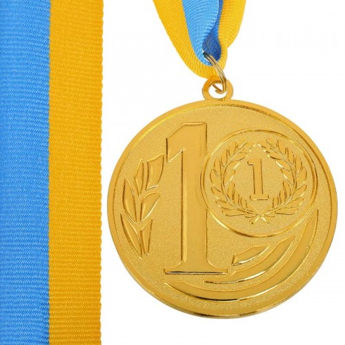 Медаль спортивна зі стрічкою PlayGame Wreath ø7см, золотий, код: C-1489-7_G