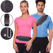 Ремінь-сумка спортивна поясна для бігу та велопрогулянки BioGym сірий-чорний, код: 10500A_GRBK