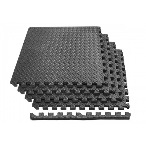 Татамі мат (пазл ластівчин хвіст з бортиком) EasyFit SwallowTail-2 4 шт 600х600х20 мм, чорний, код: EF-1960-BK