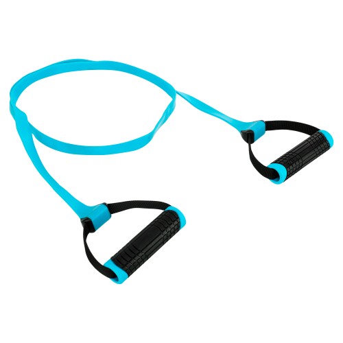 Еспандер стрічковий для фітнесу з ручками LiveUp 130см навантаження 30LB, синій, код: LP8407