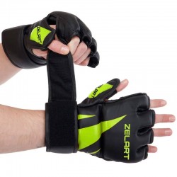 Рукавички для змішаних єдиноборств MMA M, чорний-салатовий, код: BO-8355_MBKLG