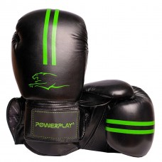 Боксерські рукавиці PowerPlay чорно-зелені, 14 унцій, код: PP_3016_14oz_Black/Green