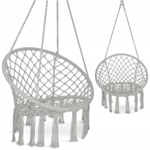 Крісло-гойдалка 4Fizjo Boho Dream 80 см підвісна, плетена, сірий, код: P-5905973404525