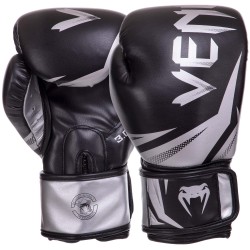 Рукавички боксерські шкіряні Venum Challenger 3.0 14 унцій, чорний-срібний, код: VN03525-128_14BK-S52