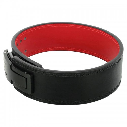 Пояс для пауерліфтингу з карабіном шкіряний Mdbuddy Weightlifting Belt M, чорний-червоний, код: TA-3231_MBKR