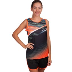 Форма для легкої атлетики жіноча Lingo M, зріст 150-155, чорний-помаранчевий, код: LD-8312_MBKOR