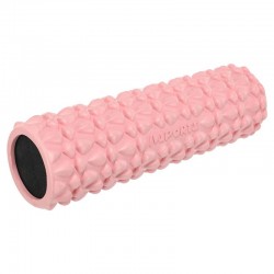 Ролер масажний циліндр (ролик мфр) заповнений піною FitGo Grid Bubble Roller, 450x130 мм, рожевий, код: FI-9391_P