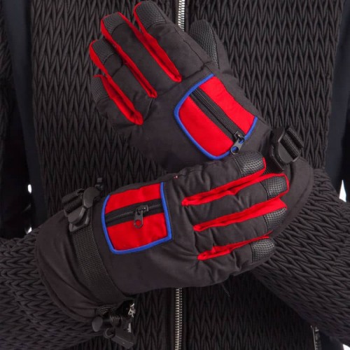 Рукавички гірськолижні теплі дитячі Camping M-L, чорний-червоний, код: C-7706_MLBKR Рукавички гірськолижні теплі дитячі Camping M-L, чорний-червоний, код: C-7706_MLBKR