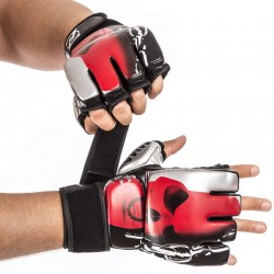 Рукавички для змішаних єдиноборств MMA Zelart розмір L, чорний-червоний, код: BO-1319_LBKR