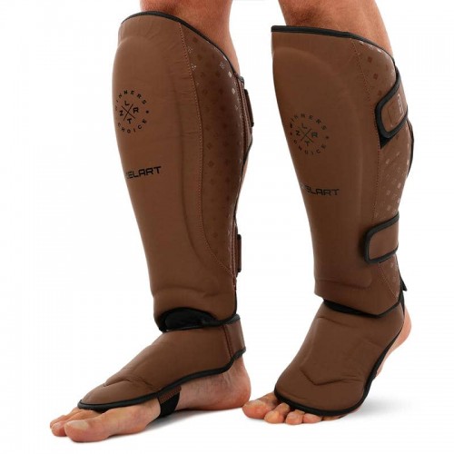 Захист гомілки та стопи для єдиноборств Zelart L, коричневий-чорний, код: BO-3874_LBR