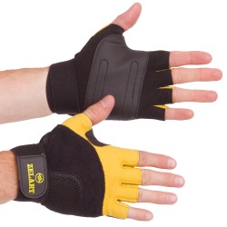 Рукавички для важкої атлетики Zelart Gel Tech L чорний-жовтий, код: BC-3611_L
