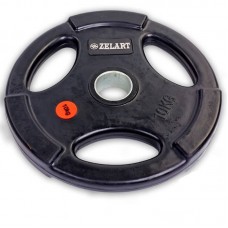Диски обгумовані Zelart Z-Hitс потрійним хватом і металевою втулкою 10кг (d-51мм), код: TA-5160-10-S52