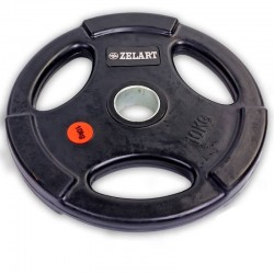 Диски обгумовані Zelart Z-Hitс потрійним хватом і металевою втулкою 10кг (d-51мм), код: TA-5160-10-S52