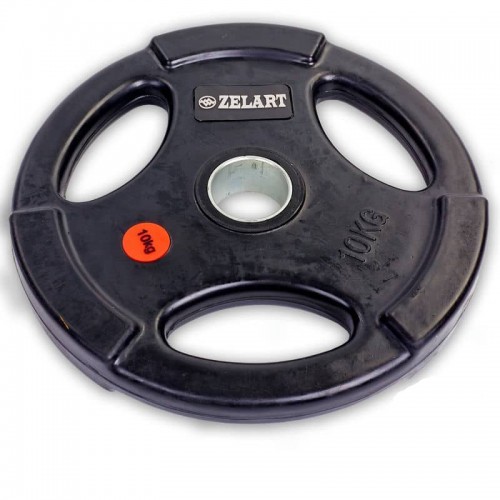 Диски обгумовані Zelart Z-Hitс потрійним хватом і металевою втулкою 10кг (d-51мм), код: TA-5160-10-S52