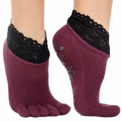 Шкарпетки для йоги з закритими пальцями FitGo, бордовый, код: FI-9936_R