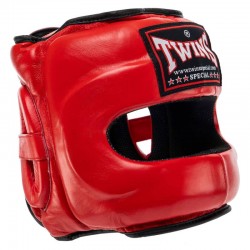 Шолом боксерський з бампером шкіряний Twins Steel Frame S, червоний, код: BO-0573_SR