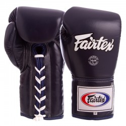 Рукавиці боксерські шкіряні на шнурівці Fairtex 14 унцій, синій, код: BGL6_14BL-S52