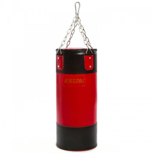 Мішок боксерський циліндр з кільцем і ланцюгом Kepai чорний-червоний 600х250 мм, код: BB-2006