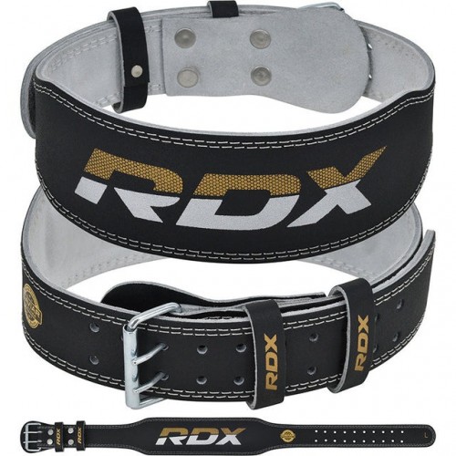 Пояс для важкої атлетики шкіряний RDX 4 XL Black Gold, код: WBS-4RB-XL
