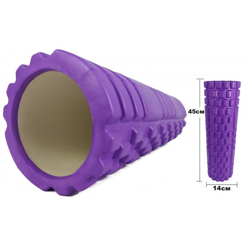 Масажний ролик EasyFit Grid Roller 45 см v.2.1 фіолетовий, код: EF-2027-V