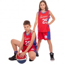 Форма баскетбольна підліткова PlayGame NB-Sport NBA Sixers 25 2XL (16-18 років), ріст 160-165см, червоний-синій, код: BA-0904_2XLRBL