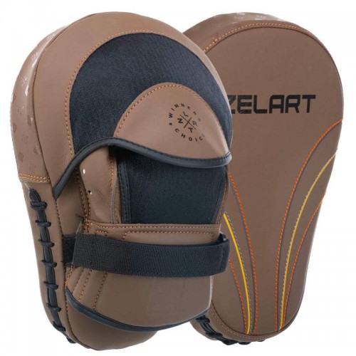 Лапа вигнута для боксу та єдиноборств Zelart 190x50x260 мм, 2шт, коричневий-чорний, код: BO-3875_BR