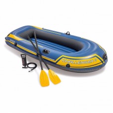 Двомісний надувний човен Intex Challenger 2 Set + Пластикові весла та ручний насос, 2360х1140х410 мм, код: 68367-IB