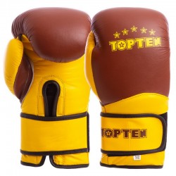 Рукавички боксерські Top Ten 12 унцій, коричневий-жовтий, код: MA-6756_12BR
