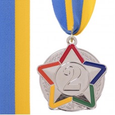 Медаль спортивна зі стрічкою кольорова SP-Sport Star срібло, код: C-3177_S-S52