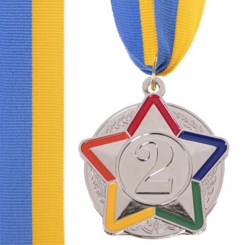 Медаль спортивна зі стрічкою кольорова SP-Sport Star срібло, код: C-3177_S-S52