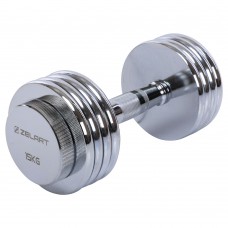 Гантель розбірна сталева хромована Zelart 1х15кг, хром, код: TA-5451-15-S52