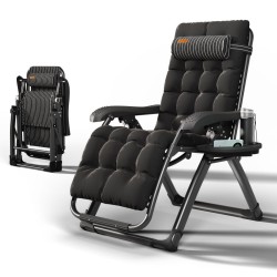 Крісло шезлонг Zero Gravity WCG Mafia зі смугастим полотном + чорний матрац, код: S13-PP-IF